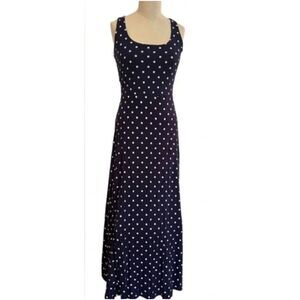 Old Navy Blue Polka Dots Sleeveless Flare Bottom Maxi Dress Size Large